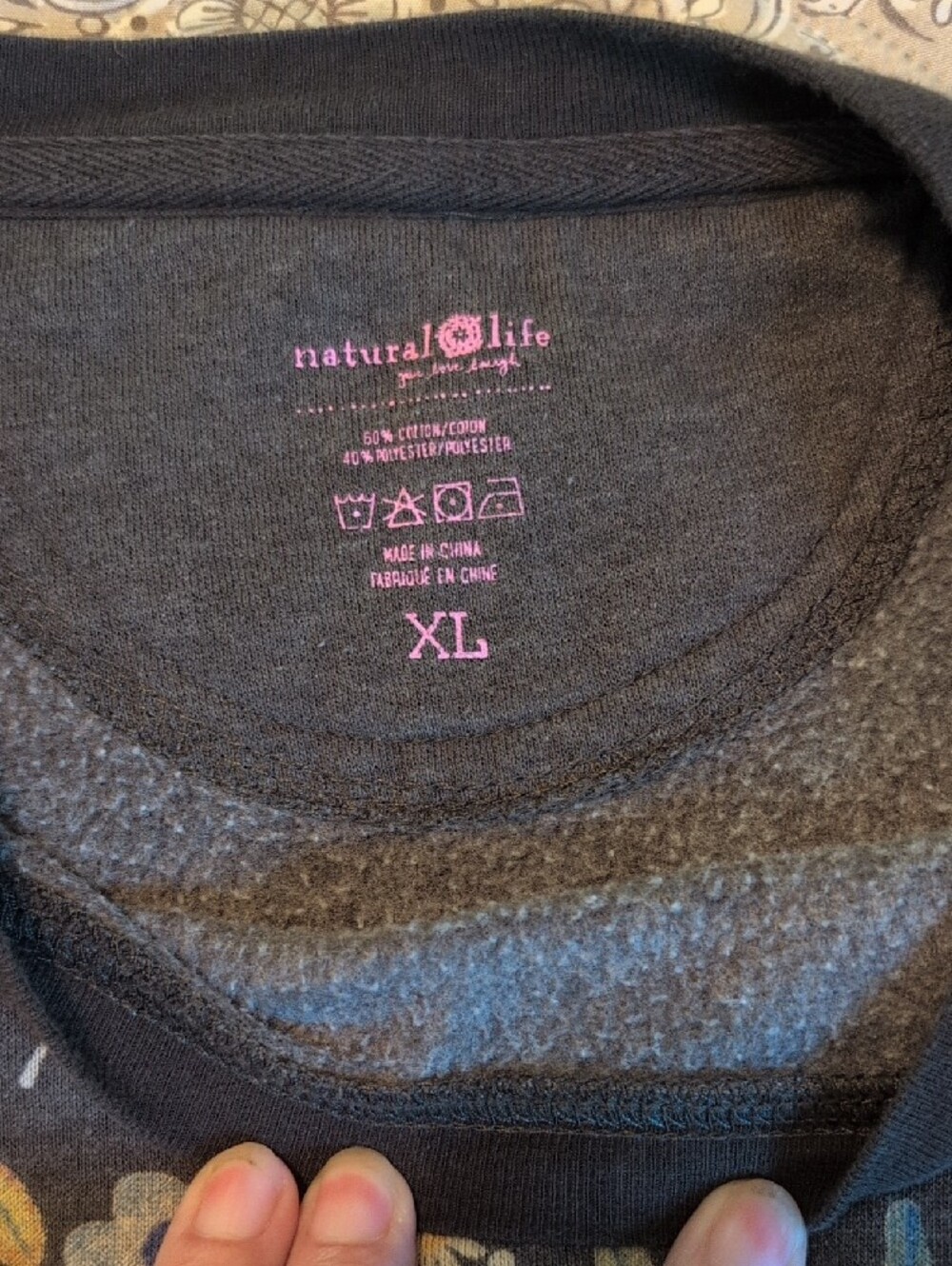 Natural Life Charcoal Crewneck Sweatshirt with Pink Logo - Picture 2 of 5